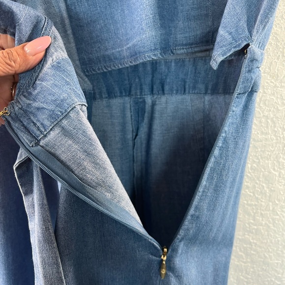 Draper James Chambray Ruffle Wrap Romper - Picture 9 of 12